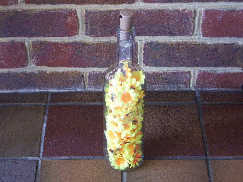 Easter Mother/'s Day Flower Bottle Light Choice of Silk Pink Blossom or Orange and Yellow Daisy Flowers Fairy Light Gift for Her Boxed