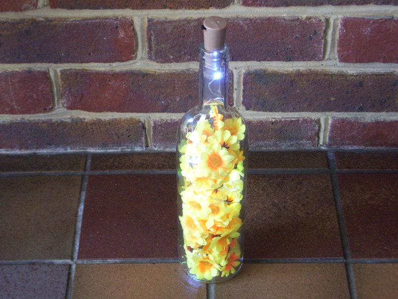 Easter Mother/'s Day Flower Bottle Light Choice of Silk Pink Blossom or Orange and Yellow Daisy Flowers Fairy Light Gift for Her Boxed