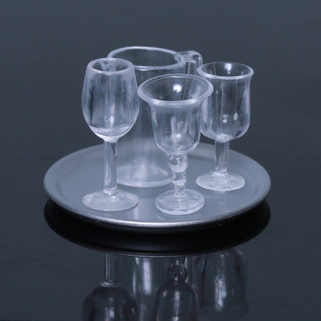 112 Scale Wine Glasses Tray Serving Dollhouse Miniature Etsy