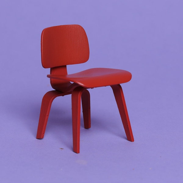 1:12 Scale Eames LCW Orange Chair Dining Room Designer Chair Interior Miniature Dollhouse REAC