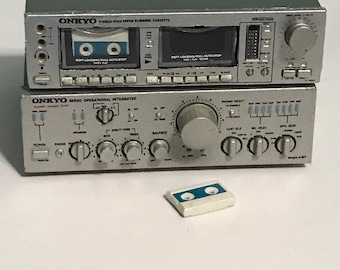 1:12 Scale Cassette tape Player Radio dollhouse miniature music room 1/12 rement size speaker stereo receiver