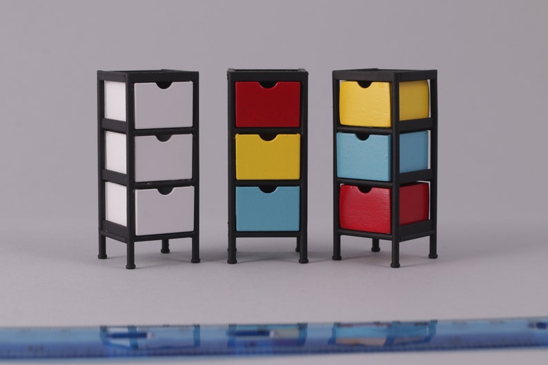 1 12 Scale Miniature Plastic Drawers Dresser Kids Room Craft Etsy