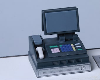 1:6 Scale Dollhouse Cash Register Grocery Store Supermarket Check out Scanner Miniatures re-ment