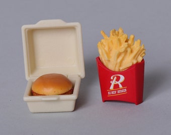 1:6 scale Fast Food Dollhouse Miniature Rement Youth Days Hamburger French Fries Take out Restaurant Container Miniatures 1/6