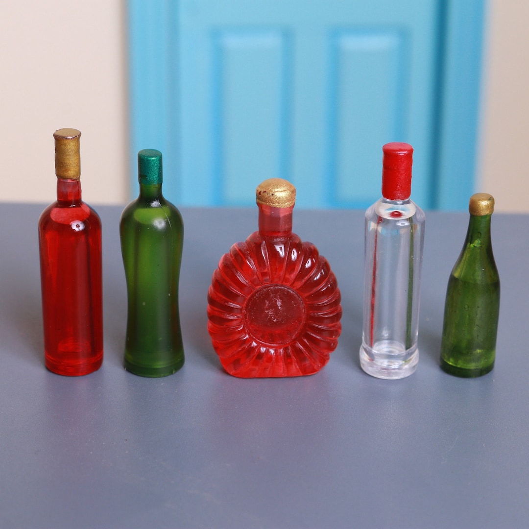 112 Scale Liquer Bottles Dollhouse Miniature Alcohol Drink Doll House Etsy