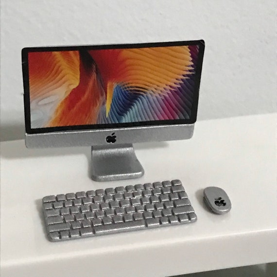 Mini PC de bureau avec clavier et souris, modèle de jouet pour 1