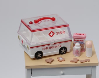 1:6 Scale First Aid Kid Medical Medicine Dollhouse Miniatures Rement Re ment Bottles