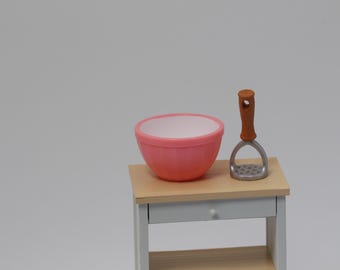 1:6 scale mixing bowl dollhouse miniature 1/6 Potato Masher