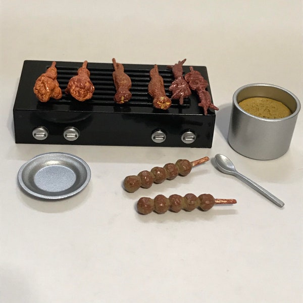 1:12 Scale Restaurant Grill Stovetop Dollhouse Miniature Shish Kabob