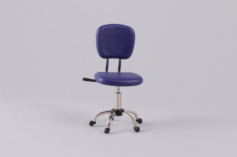 1//12 Silver Revolving Chair Desk Chair for Dollhouse Mini Figures Accessory