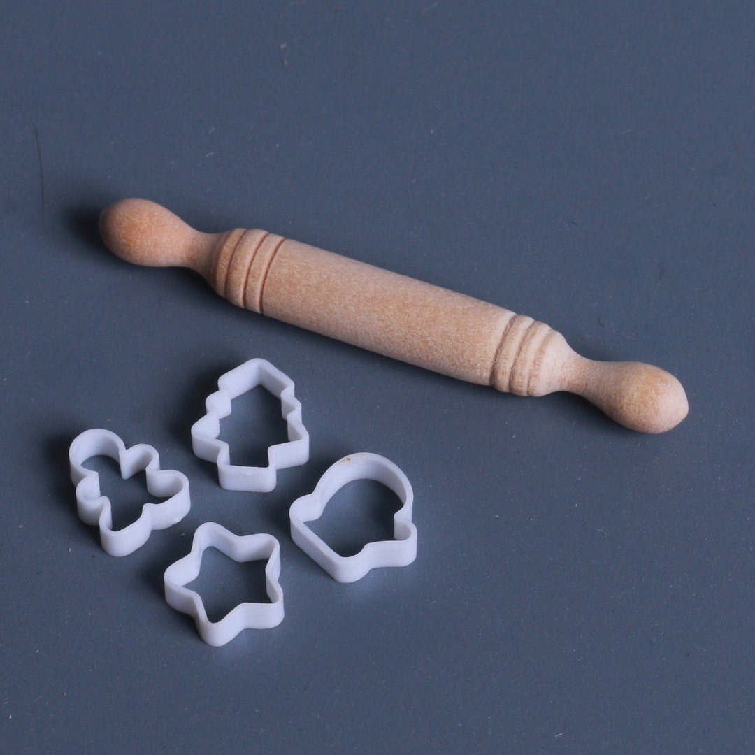 1:12 Scale Cookie Cutters Rolling Pin Kitchen Utensils Dough Christmas ...