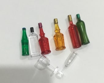 Botellas de licor a escala 1:12, casa de muñecas en miniatura, bebida alcohólica, casa de muñecas