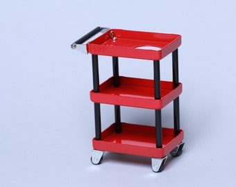 1:12 Scale detailed tool cart dollhouse miniature rolling wheels rement miniatures workshop toolset