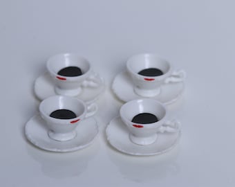 Tazas de té en miniatura platillo Dollhouse 1:6 Escala 1/6 Cocina Restaurante Electrodomésticos Rement
