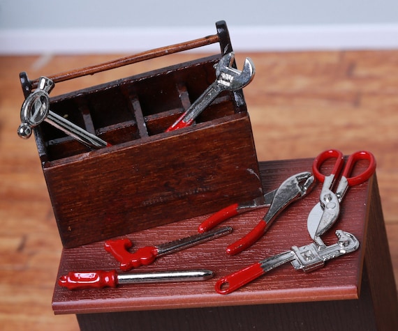 1:6 Scale Tools Toolbox Pliers Hammer Dollhouse Miniature Case Tools  Workshop Tool Tool 