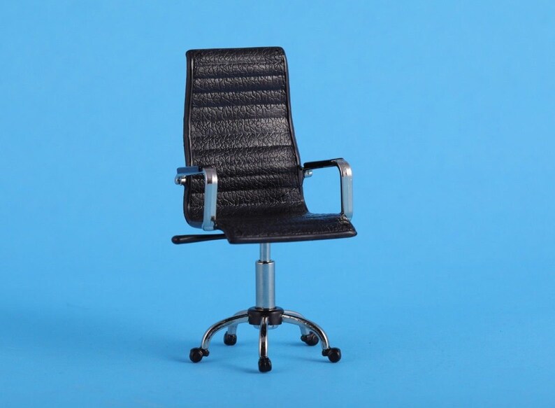 1 12 Scale Dollhouse Office Desk Chair Miniatures Dollshouse Swivel Wheels