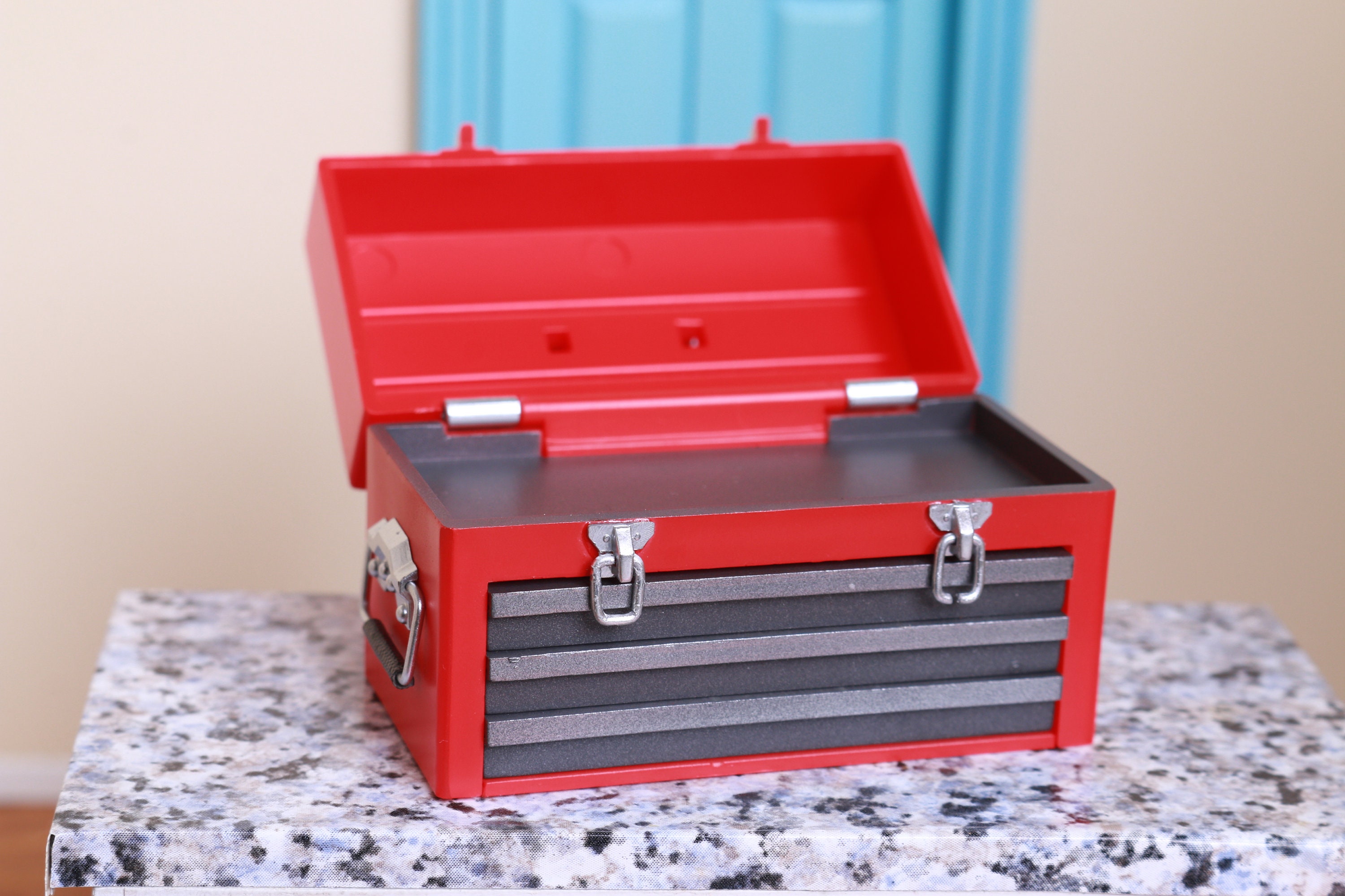 1:6 Scale Tool Box Drawers Chest Miniature Dollhouse Workshop Work Bench  Toolbox 