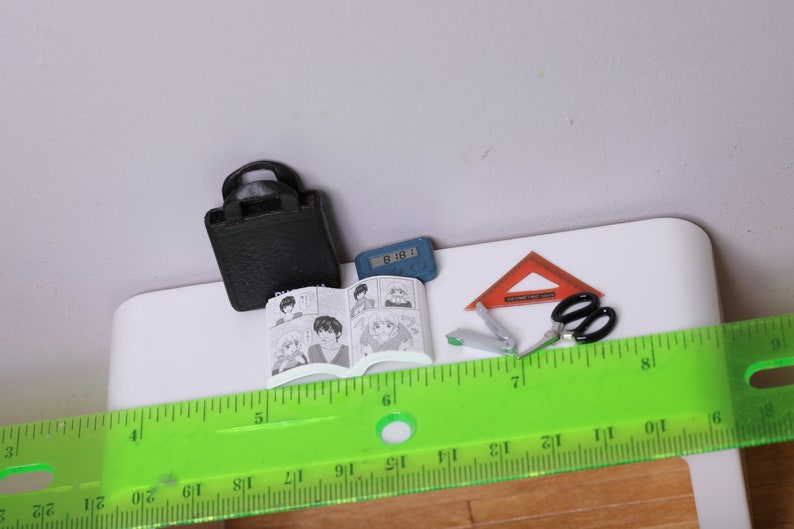 1:6 Scale Dollhouse Miniature Rulers Ruler Stationery pencil classroom school supplies scissors rement
