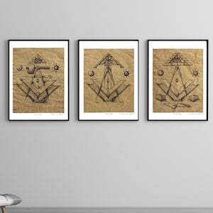 Masonic Light Art Collection | Set of 3 | 12&quot; x 16&quot; Paper Print
