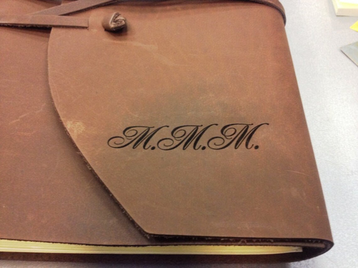 Laser engraving leather picture and initials Etsy