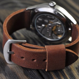 Leather Handmade Men's Watch Strap 18mm 20mm 22mm 24mm 26mm Black Watch Band image 7