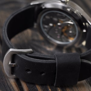 Leather Handmade Men's Watch Strap 18mm 20mm 22mm 24mm 26mm Black Watch Band