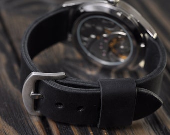 MJ-Design Cinturino Orologio Cinturino Orologio 18mm Pelle Vitello Nero - Made In Germany Con Fibbia Argento Cinturino Nero Fibbia Argento - Foto 10