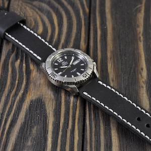 Handmade Leather Mens watch strap 16mm  18 mm  20mm  22mm  24mm 26mm watch band Black