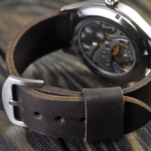 Leather Handmade Men's Watch Strap 18mm 20mm 22mm 24mm 26mm Black Watch Band image 6