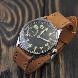 Leather Handmade Men&#39;s Watch Strap 18mm 20mm 22mm 24mm 26mm Tan Watch Band