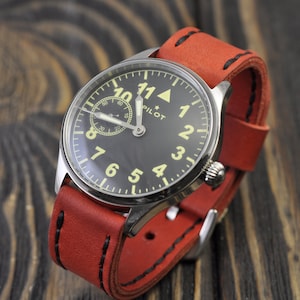 Handmade Leather Mens watch strap 16mm  18 mm  20mm  22mm  24mm 26mm watch band Lava