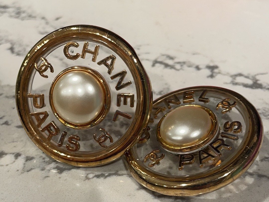 Vintage CHANEL Authentic DISK XL Runway Earrings Rare 