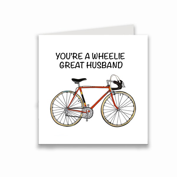 Husband card, bike card for a husband, husband birthday bicycle card, husband cyclist card