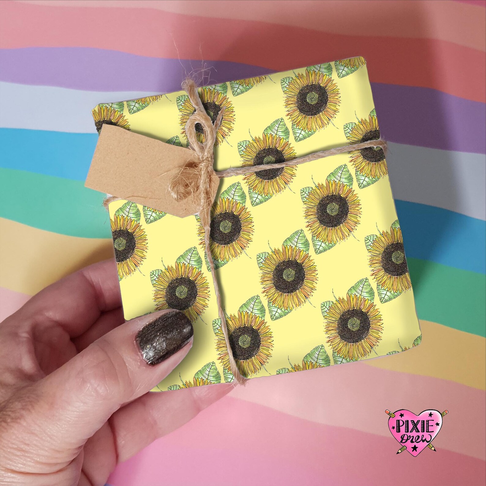 Sunflower Gift Wrap Sunflower Wrapping Paper Yellow Etsy