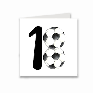 Carte du 18e anniversaire avec des ballons de football, carte du 18e anniversaire d'un fan de football