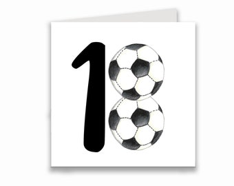 18th birthday card with footballs, 18th bday card for a football fan