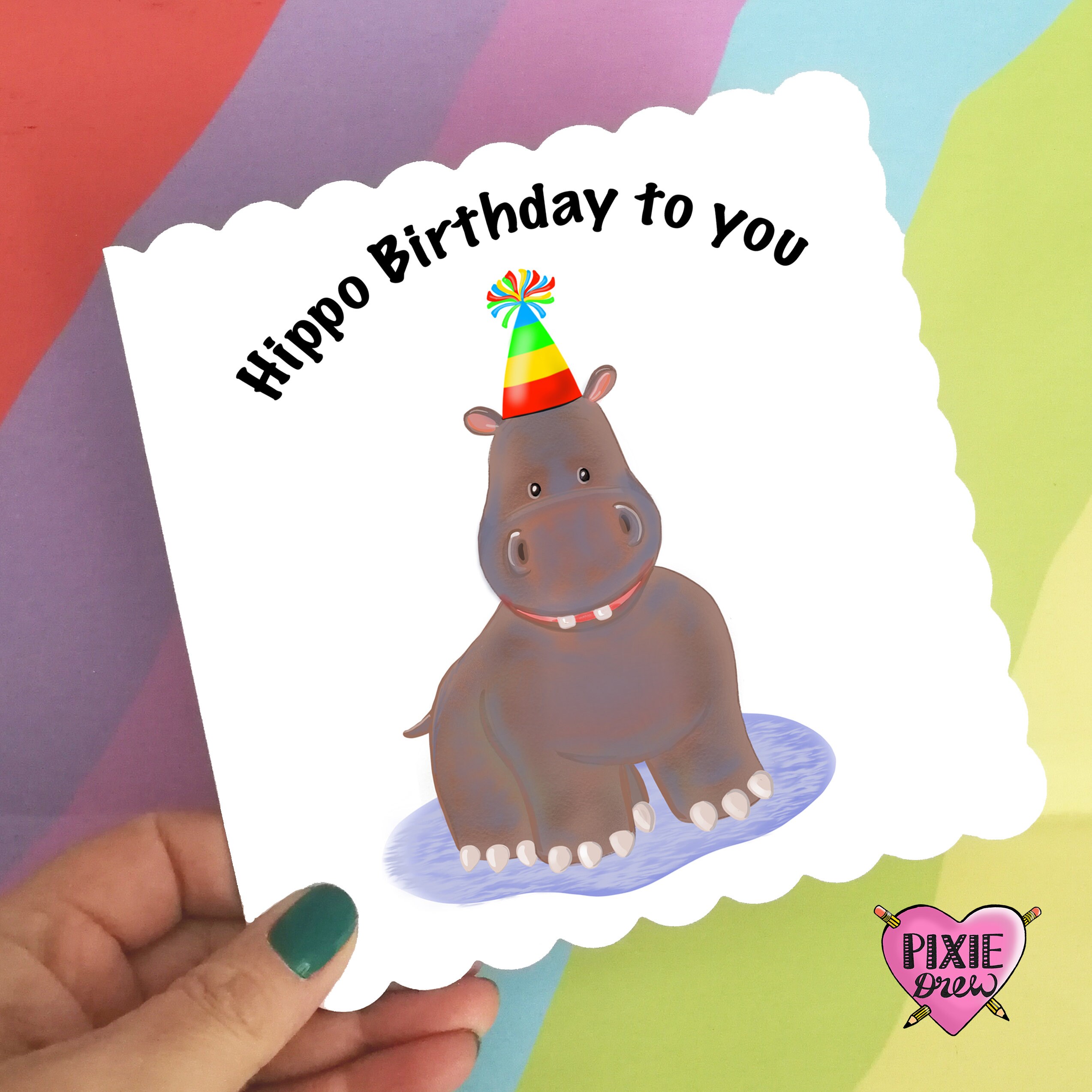 Hippopotamus Birthday Card Hippo Birthday to You Hippo Pun Etsy
