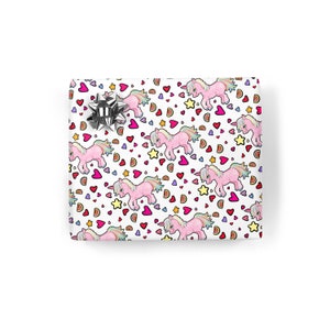 Unicorn Gift Wrap – Hand Drawn Unicorn Wrapping Paper – Cute Novelty Print Gift Wrap for Birthdays & Magical Gifts bild 9