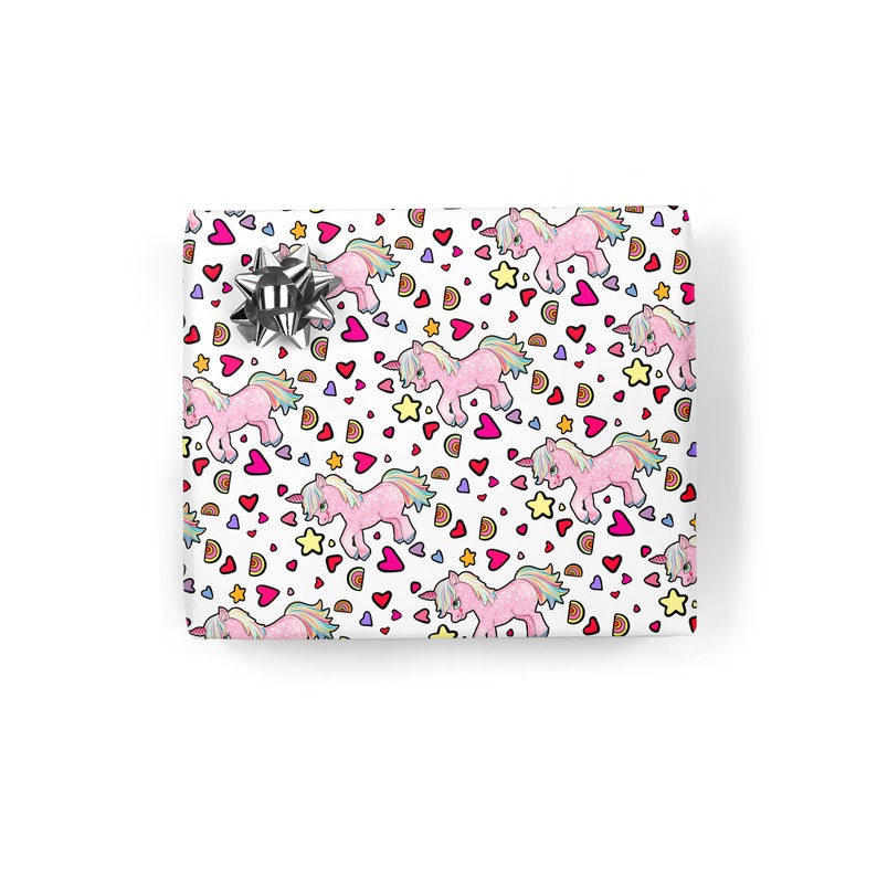 Unicorn Gift Wrap – Hand Drawn Unicorn Wrapping Paper – Cute Novelty Print Gift Wrap for Birthdays & Magical Gifts bild 9