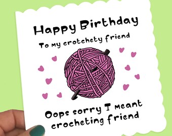 Crocheters birthday card, funny crocheting birthday card with a ball of wool, card for someone who crochets