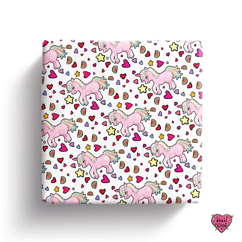 Unicorn Gift Wrap – Hand Drawn Unicorn Wrapping Paper – Cute Novelty Print Gift Wrap for Birthdays & Magical Gifts bild 8
