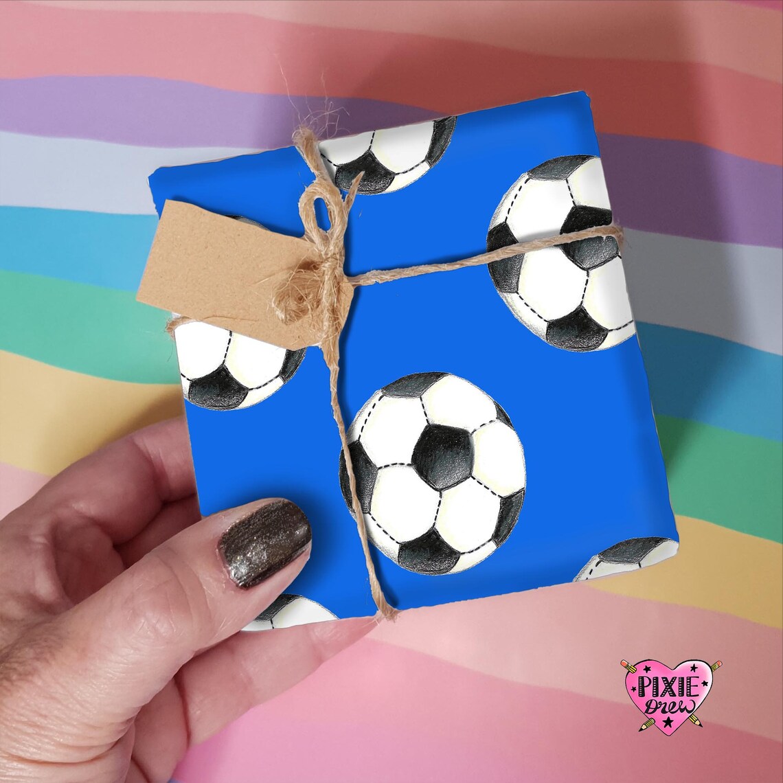 Football Wrapping Paper Football Gift Wrap Blue Green or Etsy