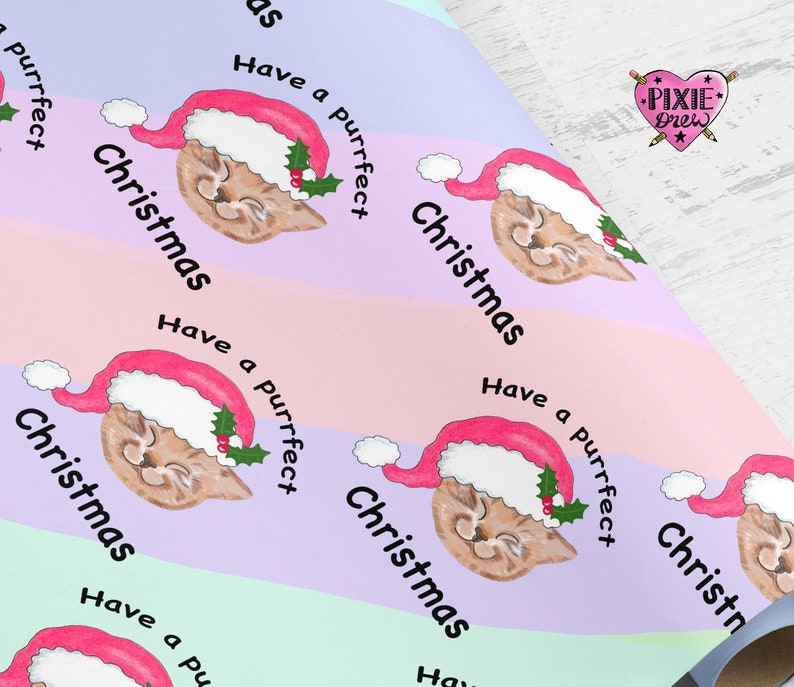 Kitten Christmas Wrapping Paper Cat Wrap Gift Wrap Cat Gift Etsy UK