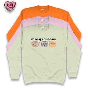 Funny Cat sweatshirt, cat moods jumper in orange, pink or green image 2