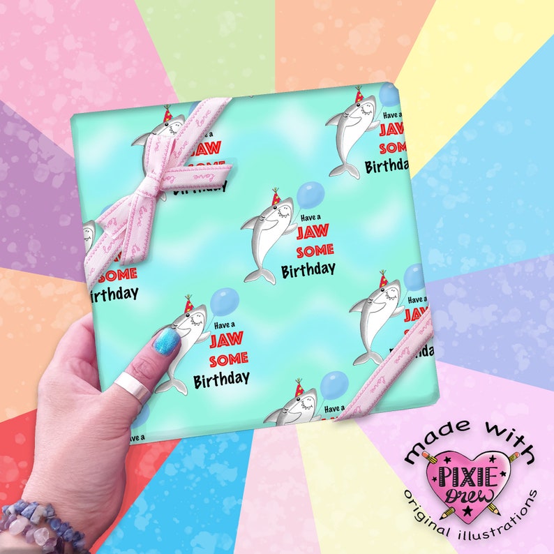 Shark Gift Wrap Jaws Wrapping Paper Have a Jawsome Birthday Etsy UK