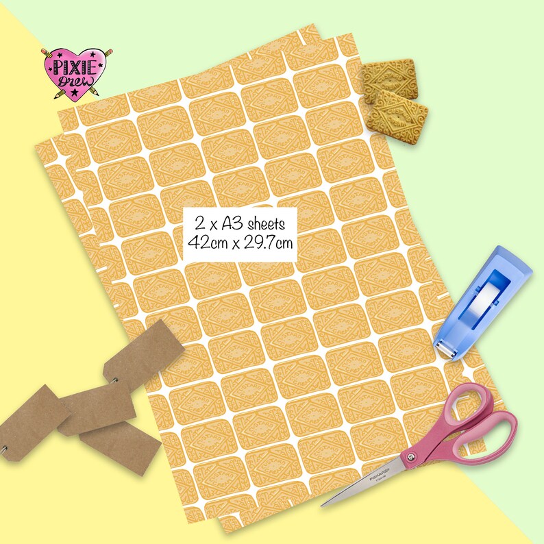 Custard cream wrapping paper British biscuit gift wrap Etsy