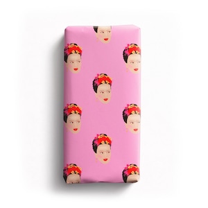 Frida Gift wrap in pink, Frida wrapping paper,  Frida novelty print gift wrap - Pixie Drew