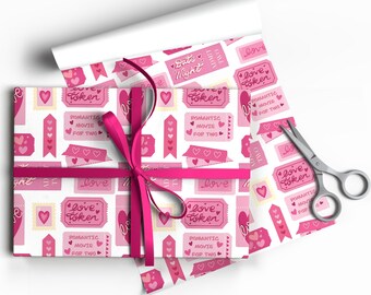 Love Voucher Wrapping Paper – Cute Hand Drawn Valentine Gift Wrap – Romantic Coupon Print for Couples & Date Night Gifts – Pixiedrew