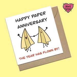 Paper Anniversary Card for Your 1st Anniversary, One Year Anniversary ...