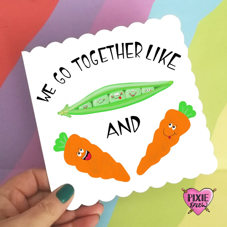 Peas and Carrots Valentine card we go together like peas and Etsy
